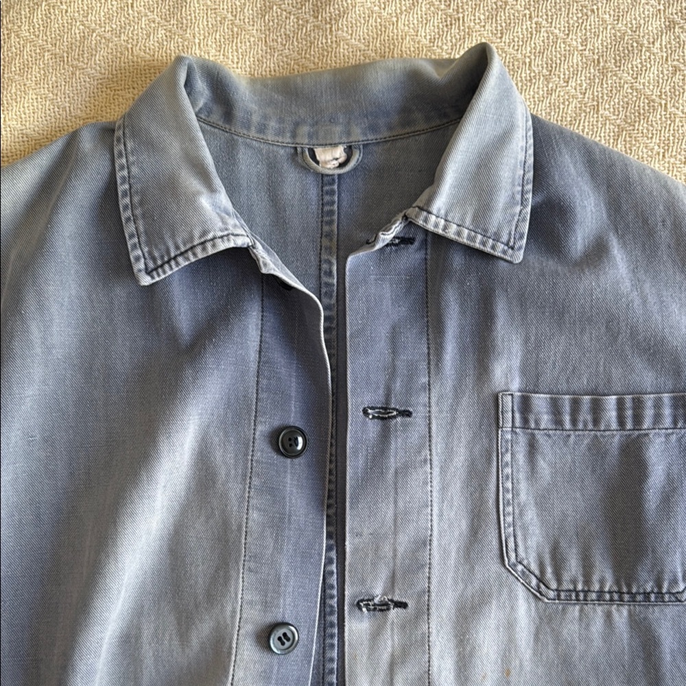 Vintage Light Blue Denim Chore Jacket, Medium - Picture 4 of 9